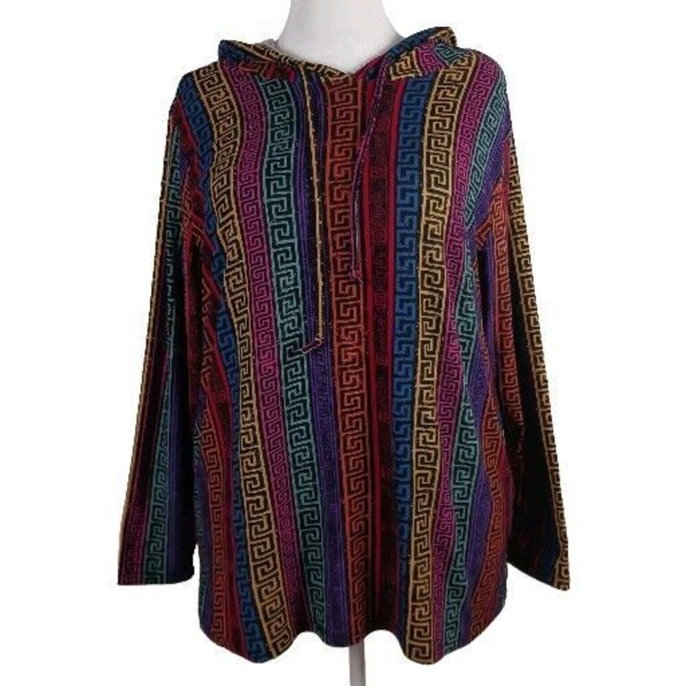 Eye Candy Plus 3X Hoodie Multi-Color Geometric Long Sleeve Pullover Top
